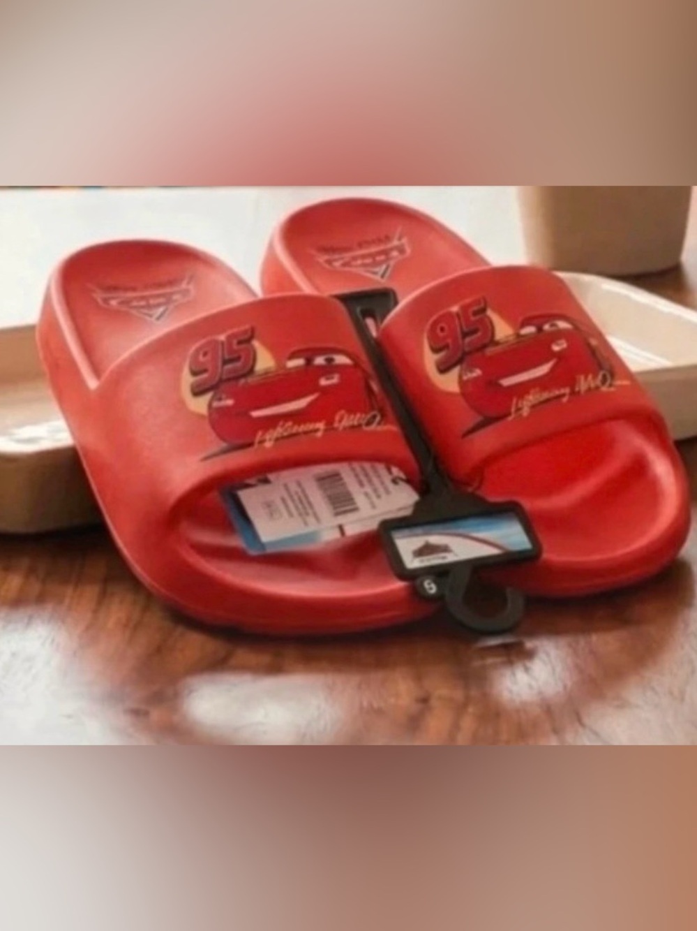 Kids Red Lightning McQueen Slide Sandals size 9 men’s